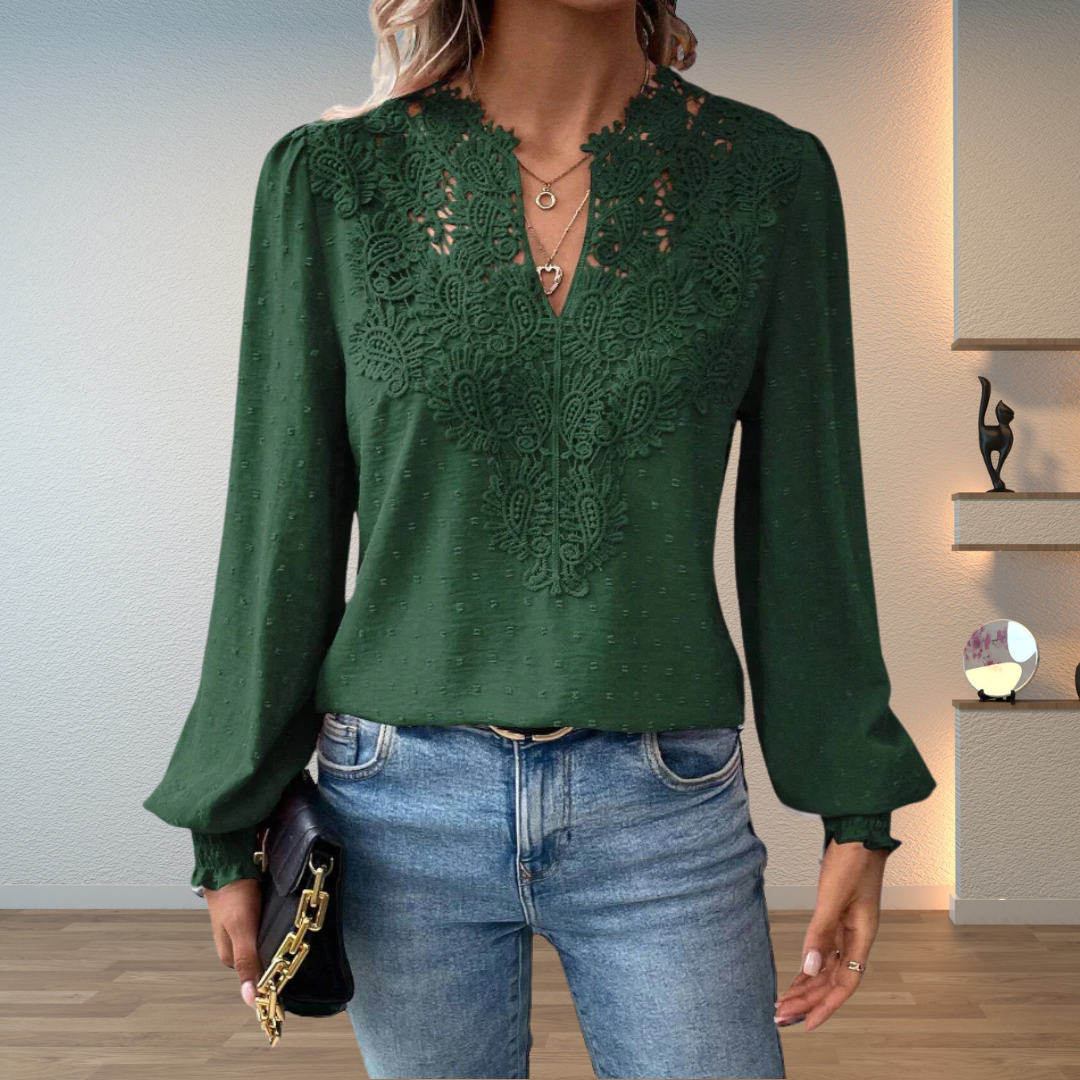 Isabella Women’s Blouse with V-Neck and Floral Details for Summer Wear 3