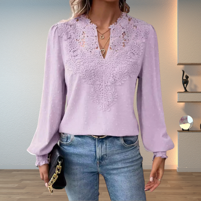 Isabella Women’s Blouse with V-Neck and Floral Details for Summer Wear 4