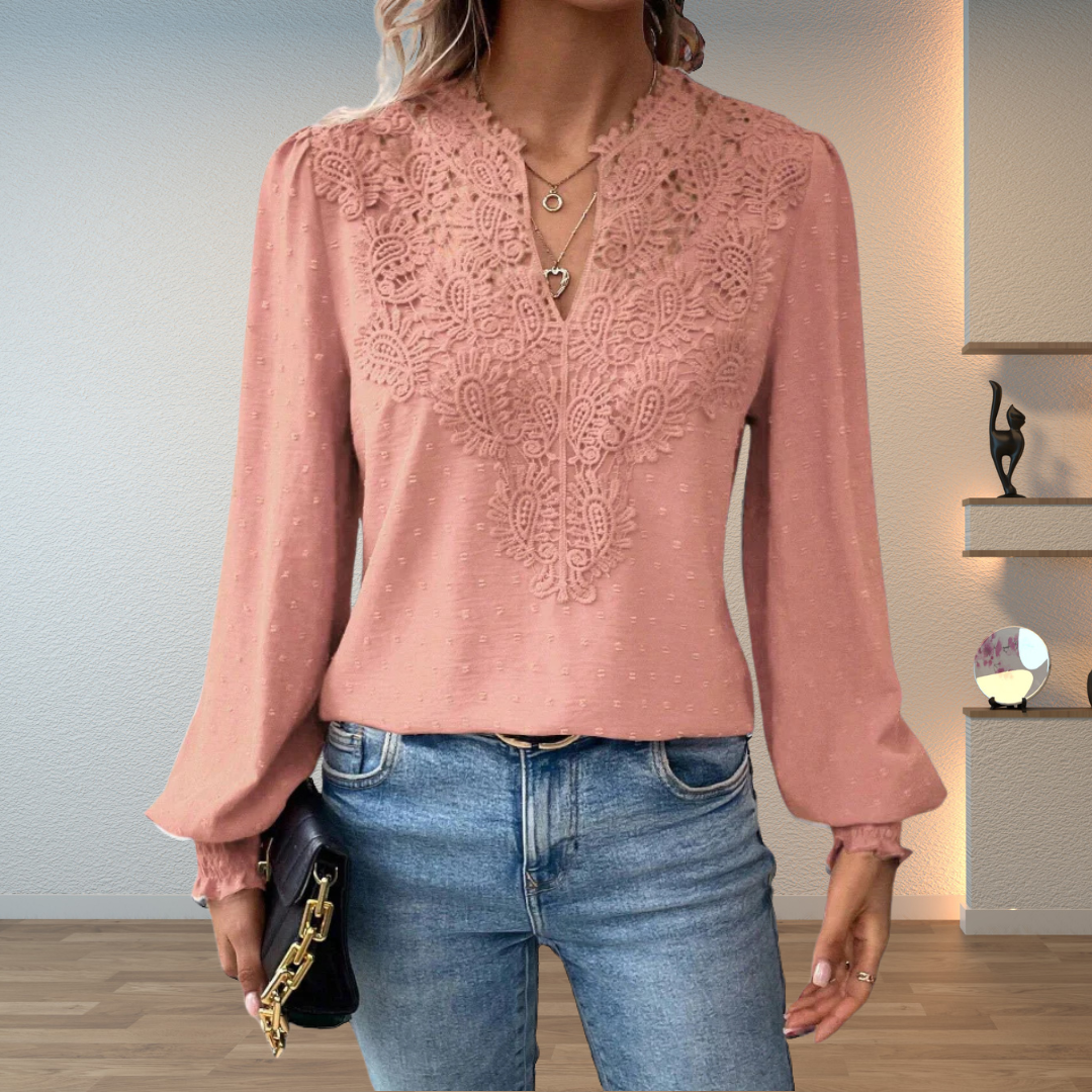 Isabella Women’s Blouse with V-Neck and Floral Details for Summer Wear 5