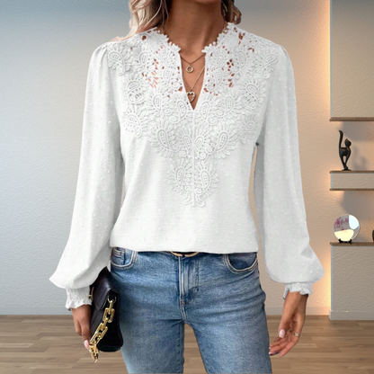 Isabella Women’s Blouse with V-Neck and Floral Details for Summer Wear 6