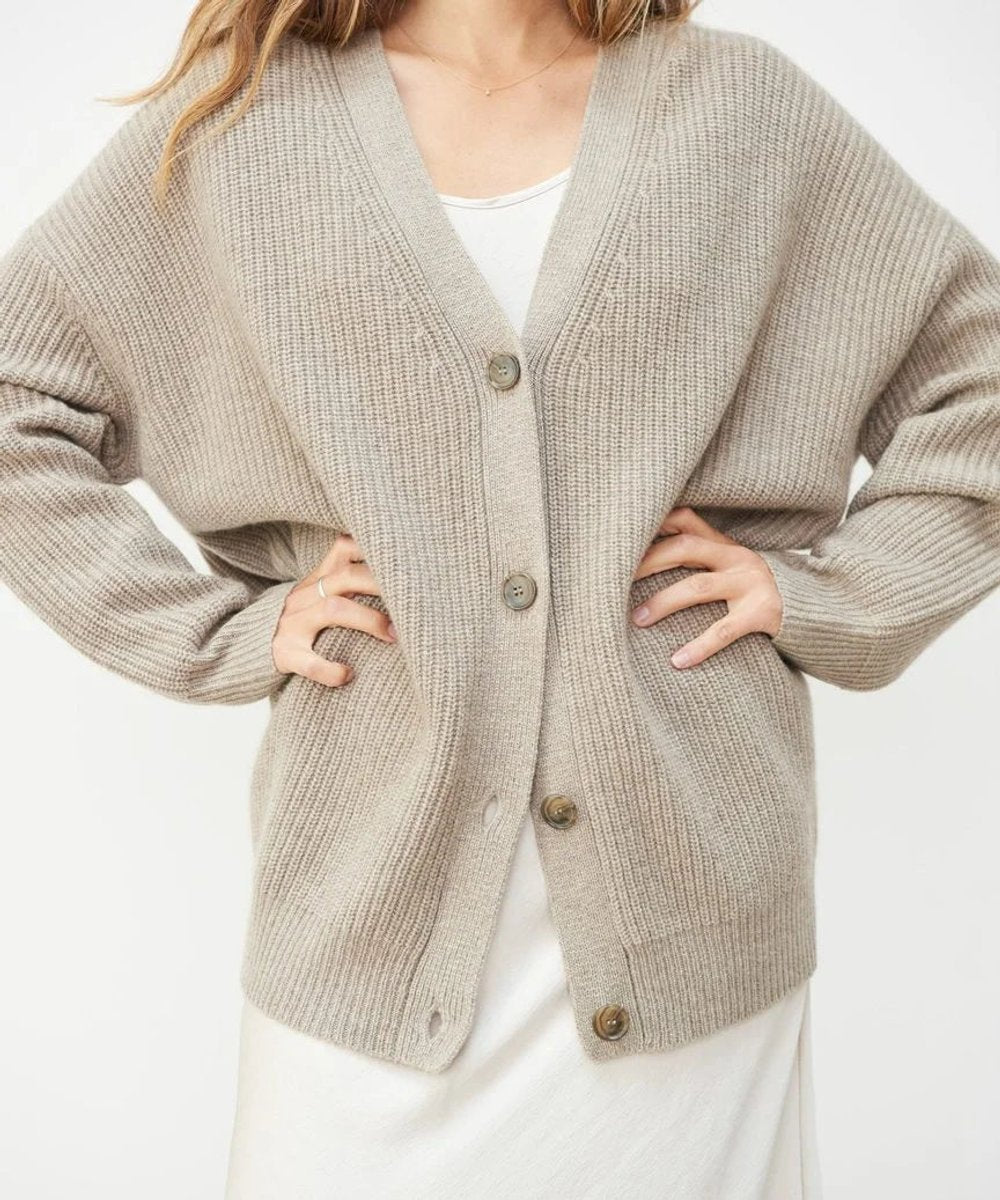 Isabella Women's Cashmere Cardigan | Relaxed Fit V-Neck Button-Front 1
