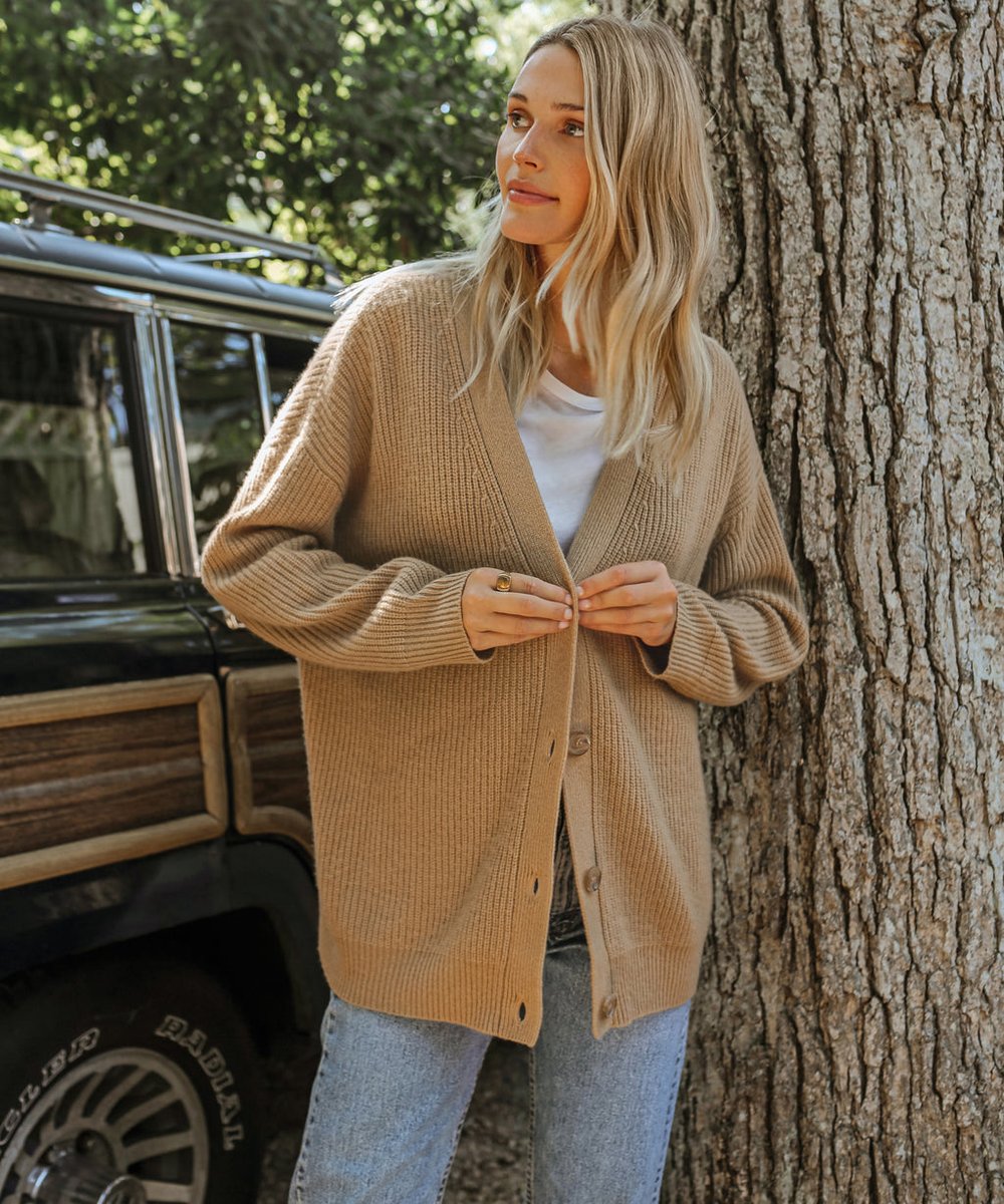 Isabella Women's Cashmere Cardigan | Relaxed Fit V-Neck Button-Front 8