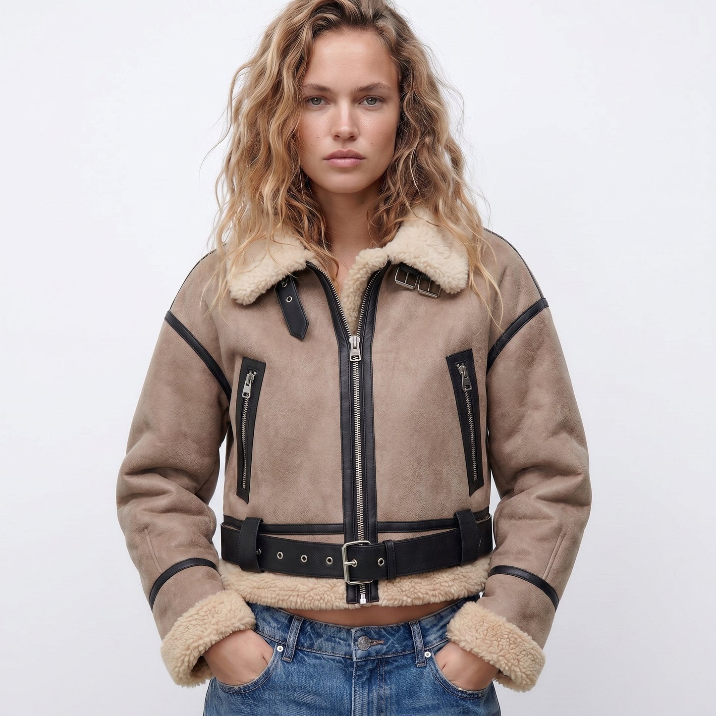 Isla Women's Bomber Jacket | Double-Sided Shearling, Warm Winter Coat 1