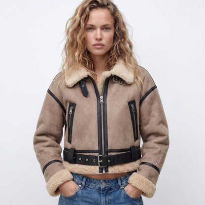 Isla Women's Bomber Jacket | Double-Sided Shearling, Warm Winter Coat 1