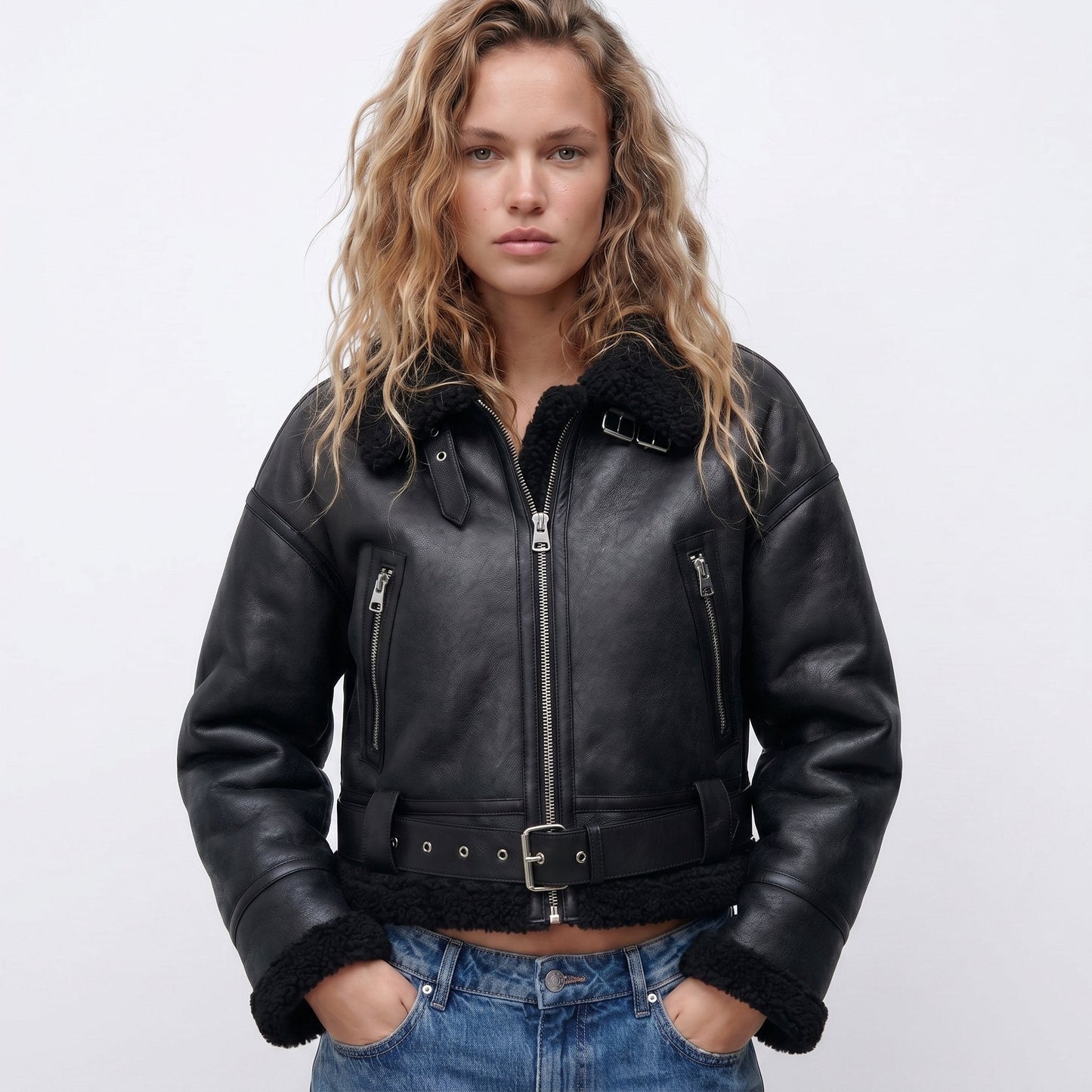 Isla Women's Bomber Jacket | Double-Sided Shearling, Warm Winter Coat 2