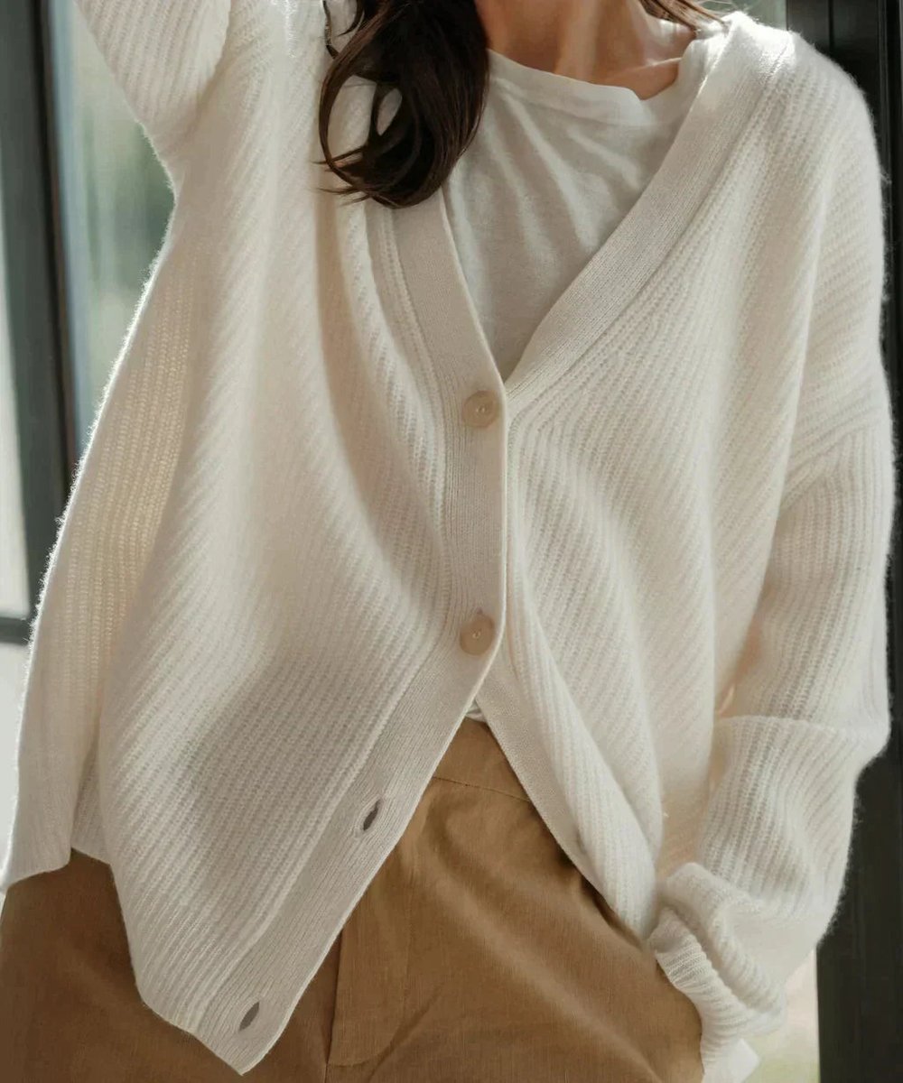Isla Women’s Cardigan with V-Neck and Button-Front Design in Relaxed Fit 2