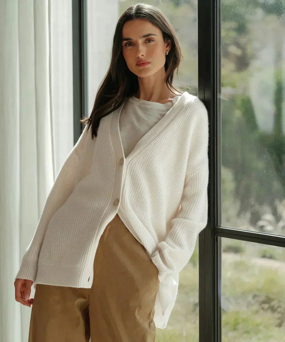 Isla Women’s Cardigan with V-Neck and Button-Front Design in Relaxed Fit 7