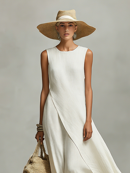 Ivy Women’s Linen Dress with Sleeveless Design and Asymmetric Hem 2