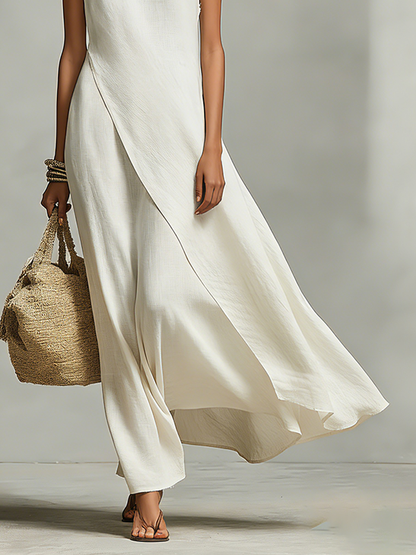Ivy Women’s Linen Dress with Sleeveless Design and Asymmetric Hem 3