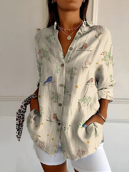 Jade Women’s Blouse with Polka Dot Print and Button Placket for Summer Style 3