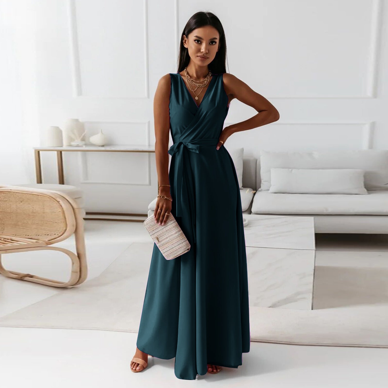 Jade Women’s Maxi Dress with Adjustable Wrap Design for Elegant Wedding Guest Style 1