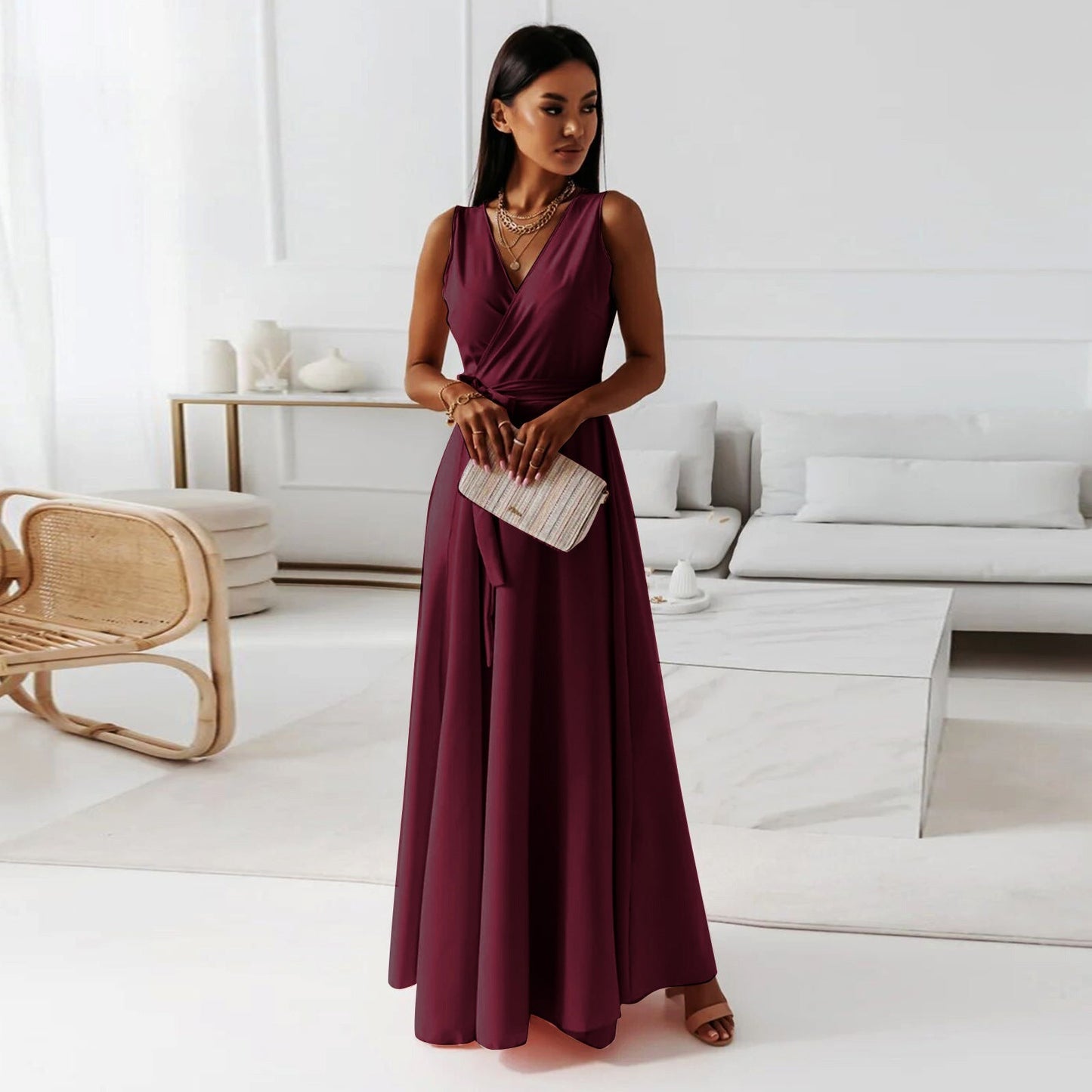 Jade Women’s Maxi Dress with Adjustable Wrap Design for Elegant Wedding Guest Style 2