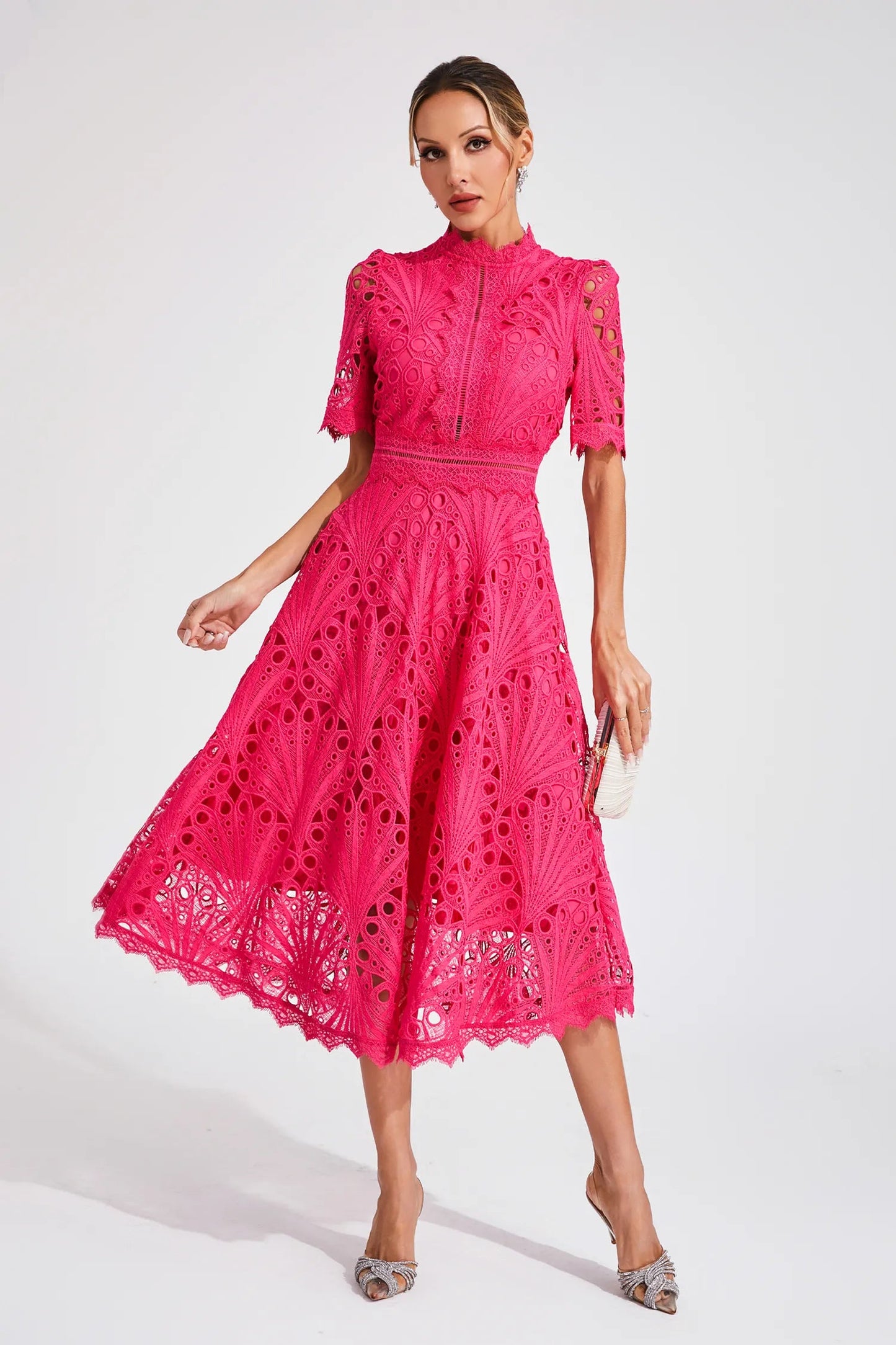 Jade Women’s Midi Dress with Chic Lace Design and Classic Silhouette 0