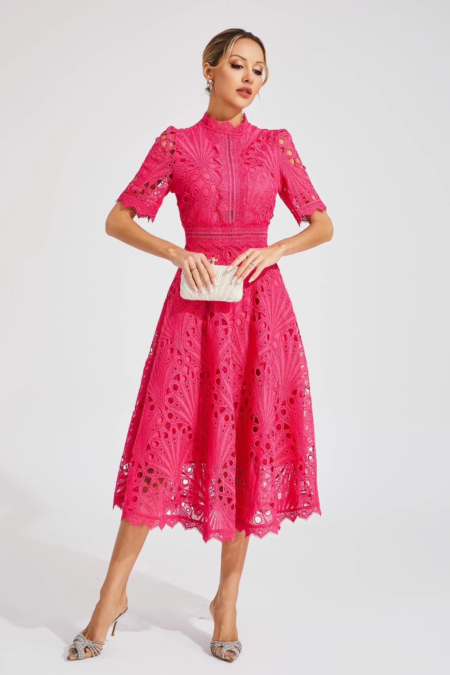 Jade Women’s Midi Dress with Chic Lace Design and Classic Silhouette 2