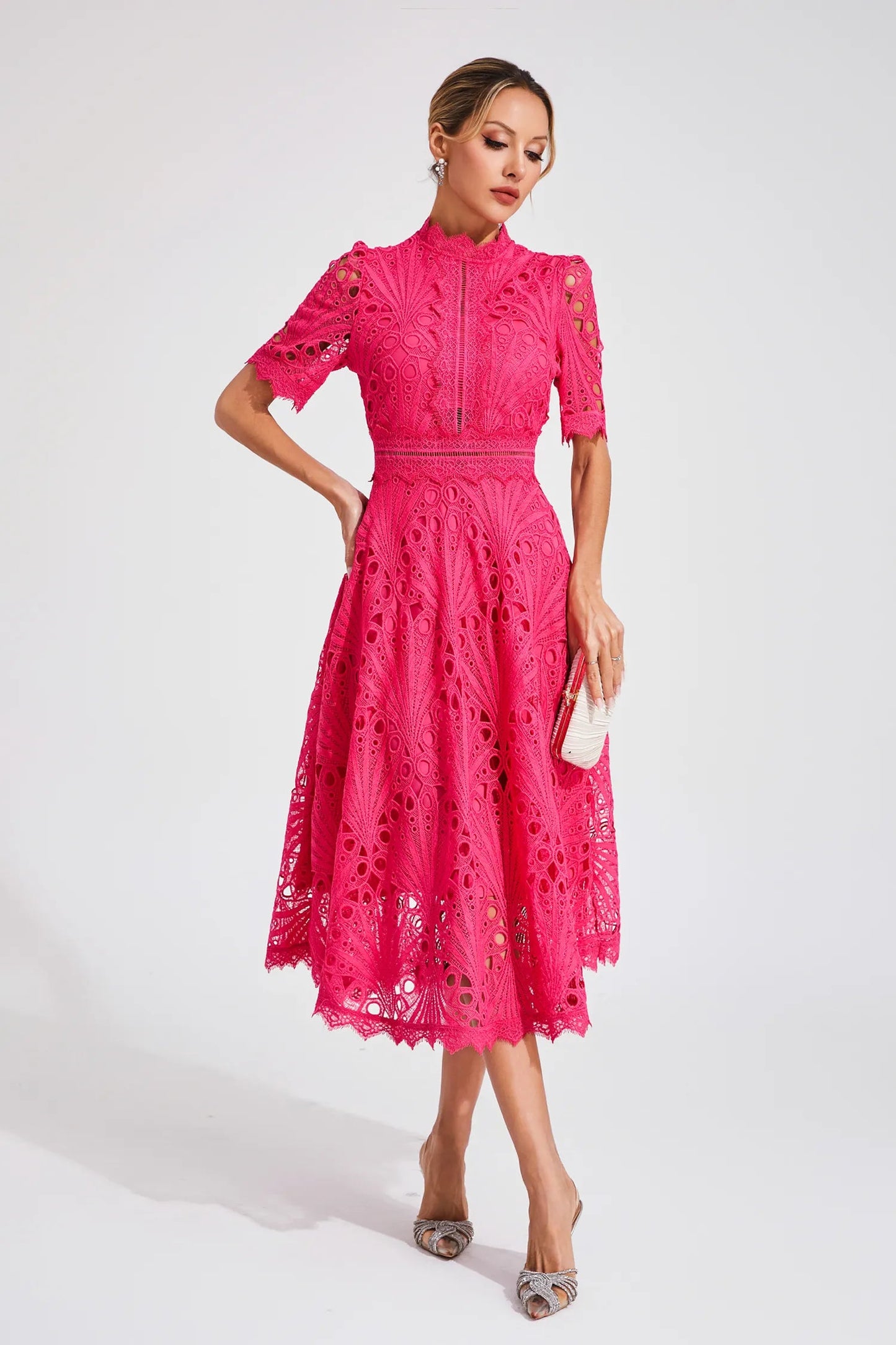 Jade Women’s Midi Dress with Chic Lace Design and Classic Silhouette 3