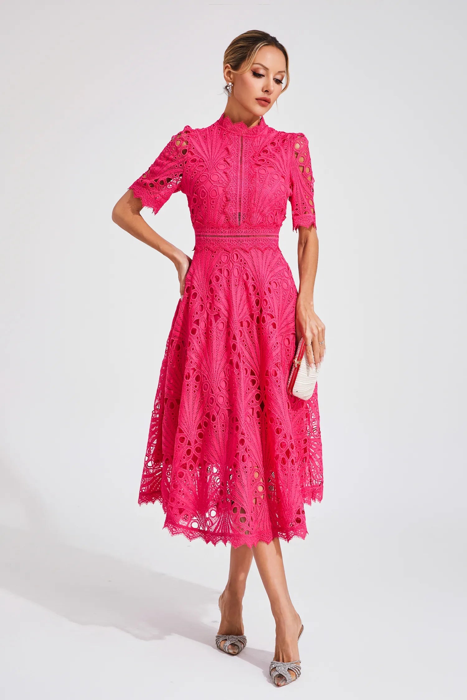 Jade Women’s Midi Dress with Chic Lace Design and Classic Silhouette 3