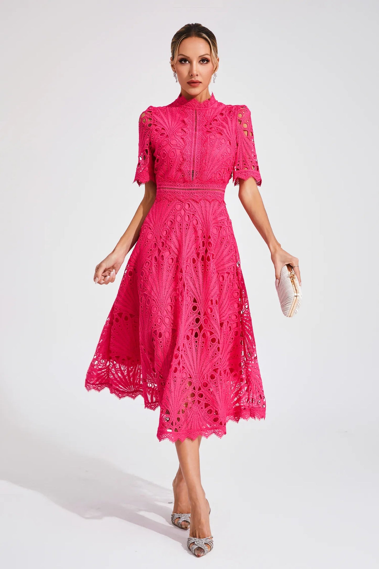 Jade Women’s Midi Dress with Chic Lace Design and Classic Silhouette 5