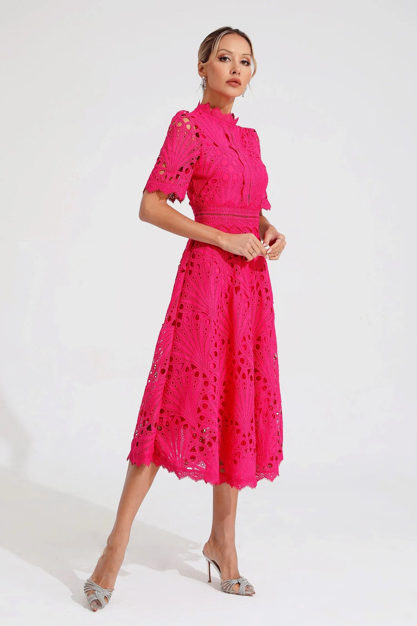 Jade Women’s Midi Dress with Chic Lace Design and Classic Silhouette 6