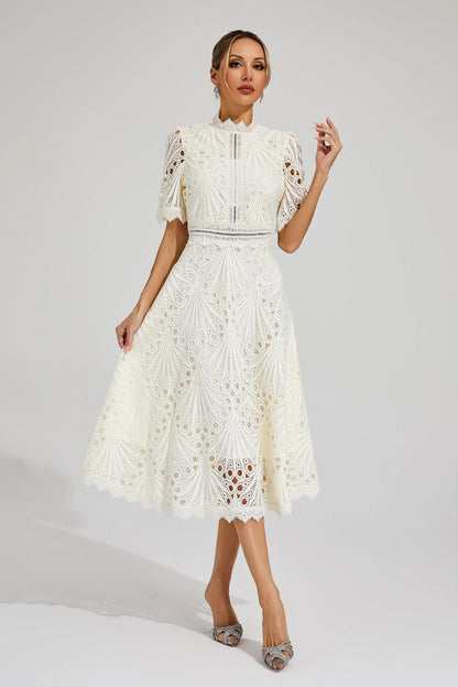 Jade Women’s Midi Dress with Chic Lace Design and Classic Silhouette 9