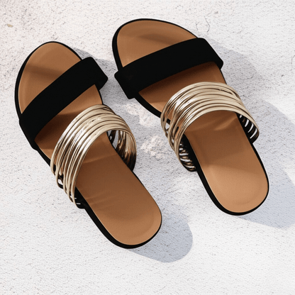 Jade Women’s Sandals with Double Straps and Elegant Metal Accents 2
