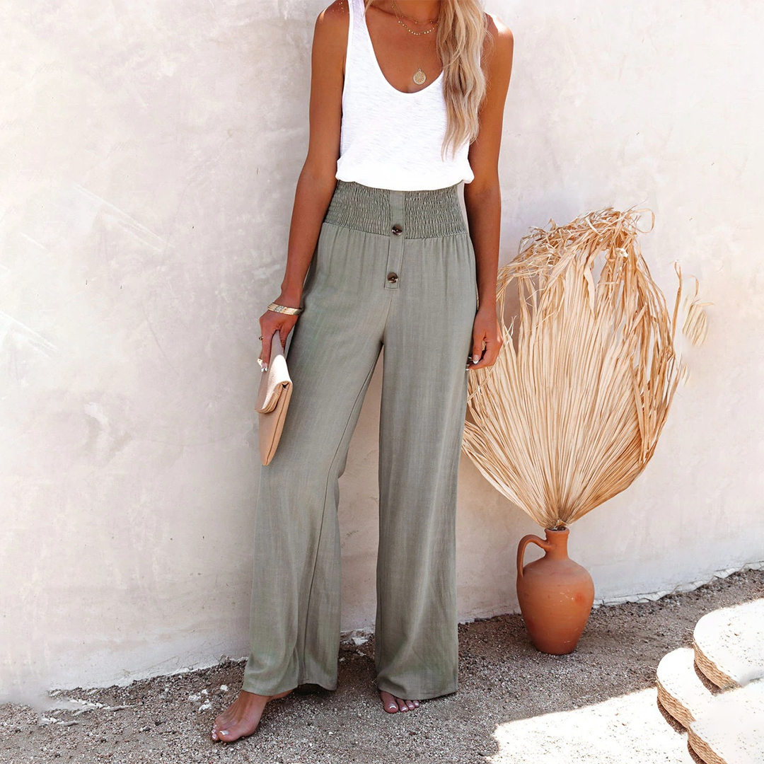 Jade Women’s Trousers with High-Waist Design and Wide Leg Fit 0