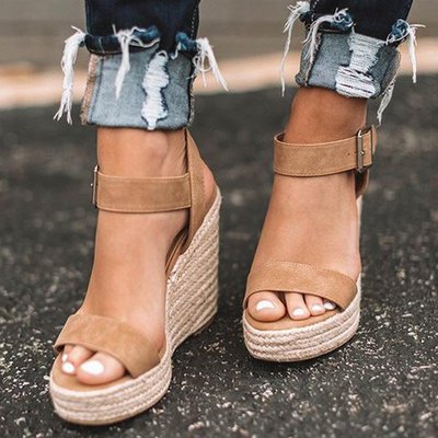 Jade Women’s Wedge Heel Sandals with Open Toe and Ankle Strap 0