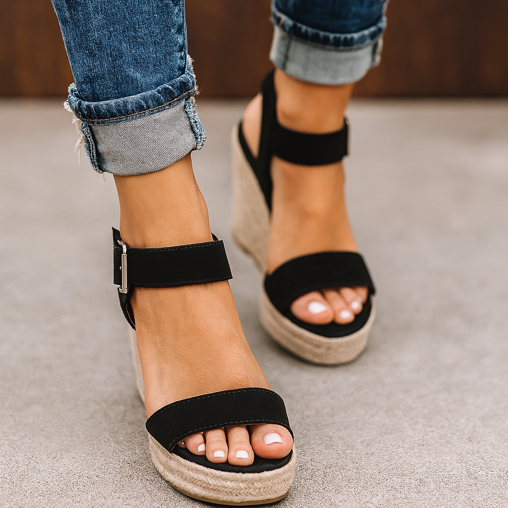 Jade Women’s Wedge Heel Sandals with Open Toe and Ankle Strap 1