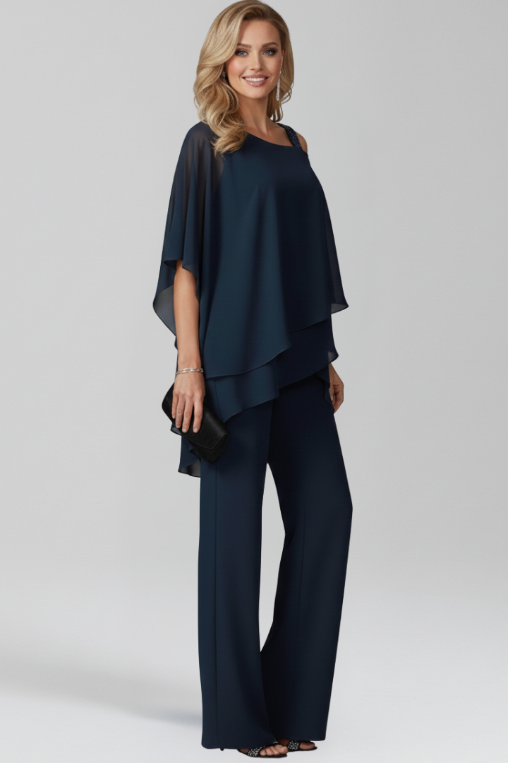 Jana Women’s Jumpsuit with Cold-Shoulder Design and Flowing Layers 2