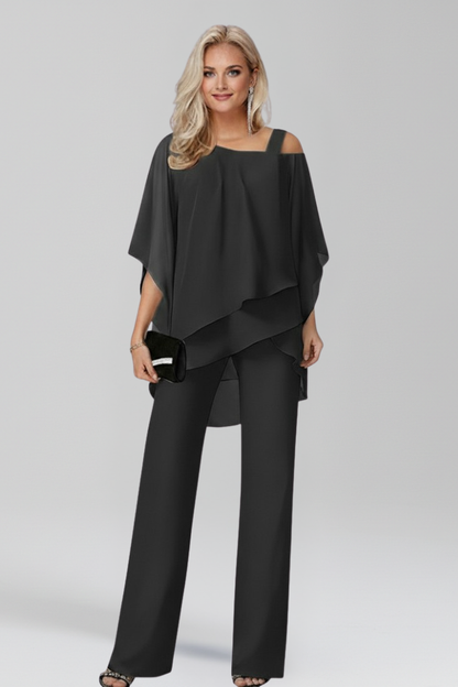 Jana Women’s Jumpsuit with Cold-Shoulder Design and Flowing Layers 7