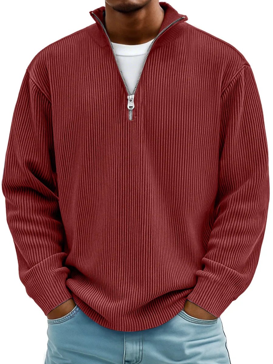 Jaxon Men's Quarter Zip Sweater | Ribbed Knit, Relaxed Fit 1