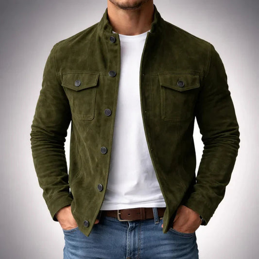 Jaxon Men’s Suede Jacket with Tailored Fit and Classic Pocket Design 0