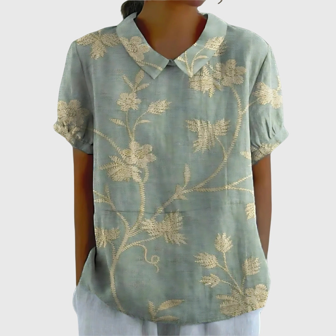Jenna Women’s Blouse with Floral Design and Lightweight Relaxed Fit 0