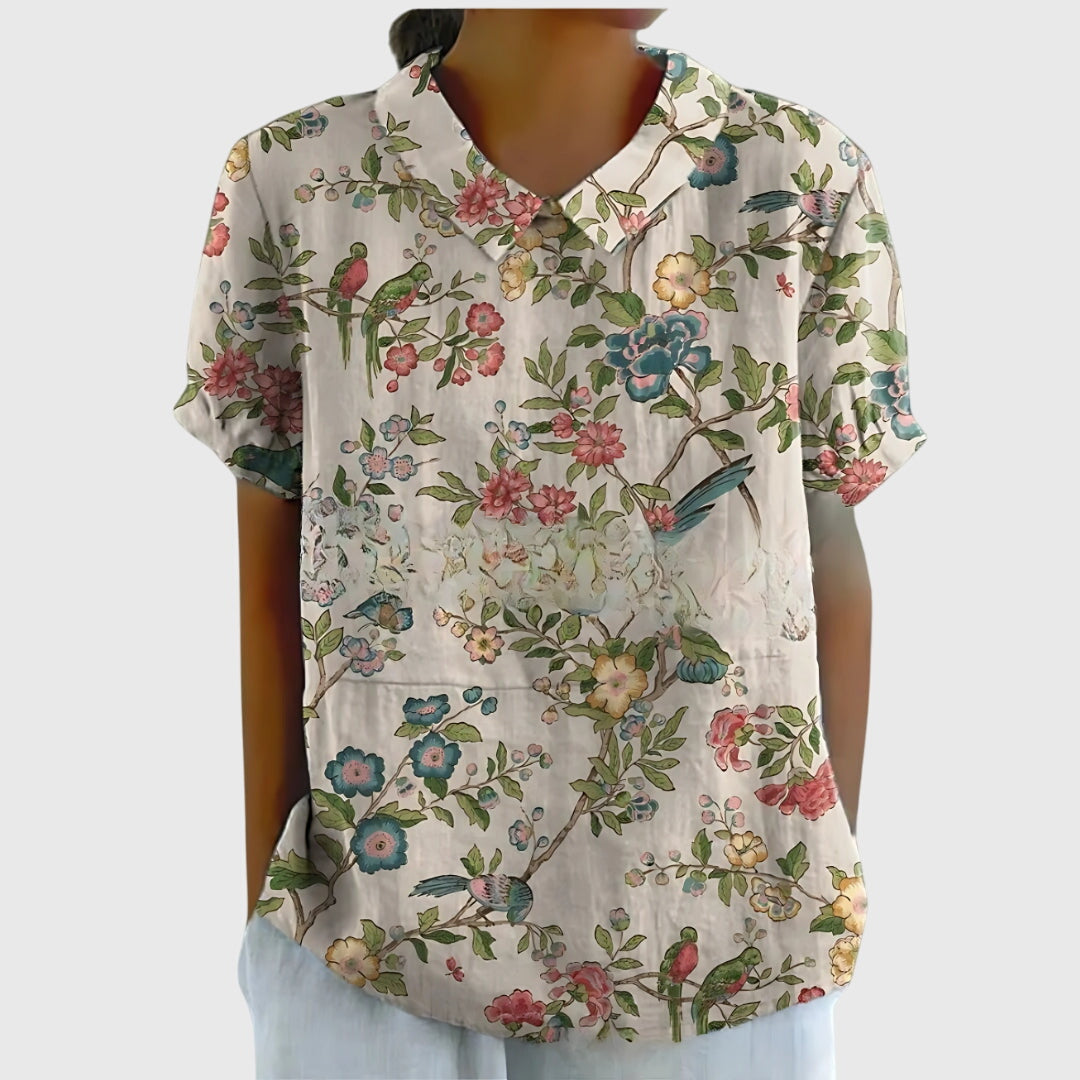 Jenna Women’s Blouse with Floral Design and Lightweight Relaxed Fit 6