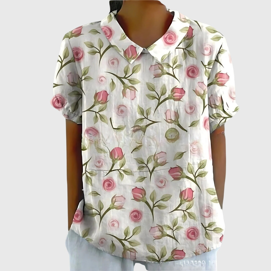 Jenna Women’s Blouse with Floral Design and Lightweight Relaxed Fit 7
