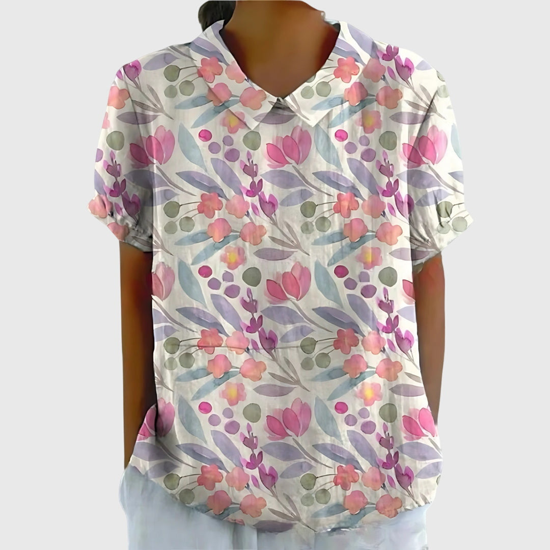 Jenna Women’s Blouse with Floral Design and Lightweight Relaxed Fit 9