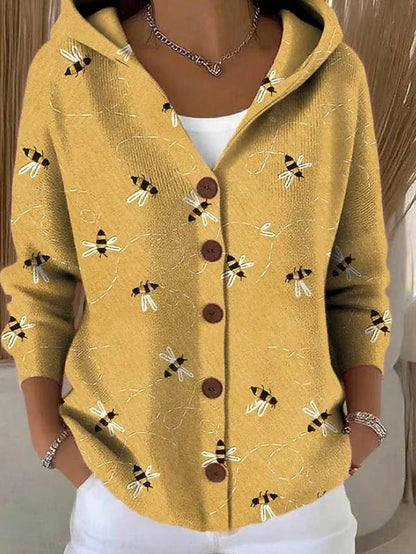 Jenna Women’s Sweater with Hood and Button Closure in Elegant Design 1