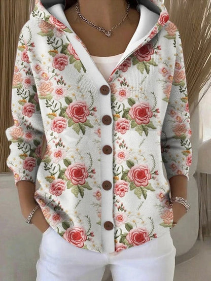 Jenna Women’s Sweater with Hood and Button Closure in Elegant Design 4