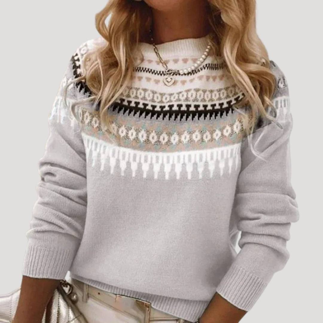 Jolie Women’s Sweater with Fair Isle Knit Pattern and Lightweight Design 0