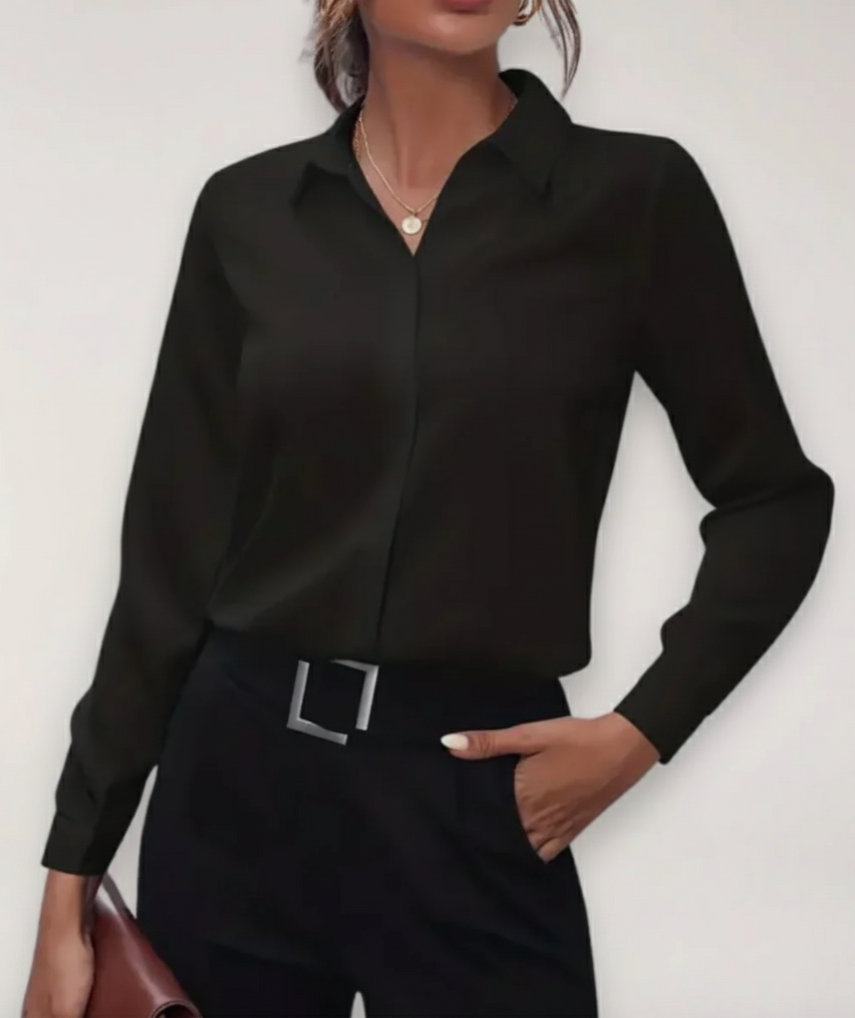 Julia Women’s Office Blouse with Button Placket and Tailored Fit 0