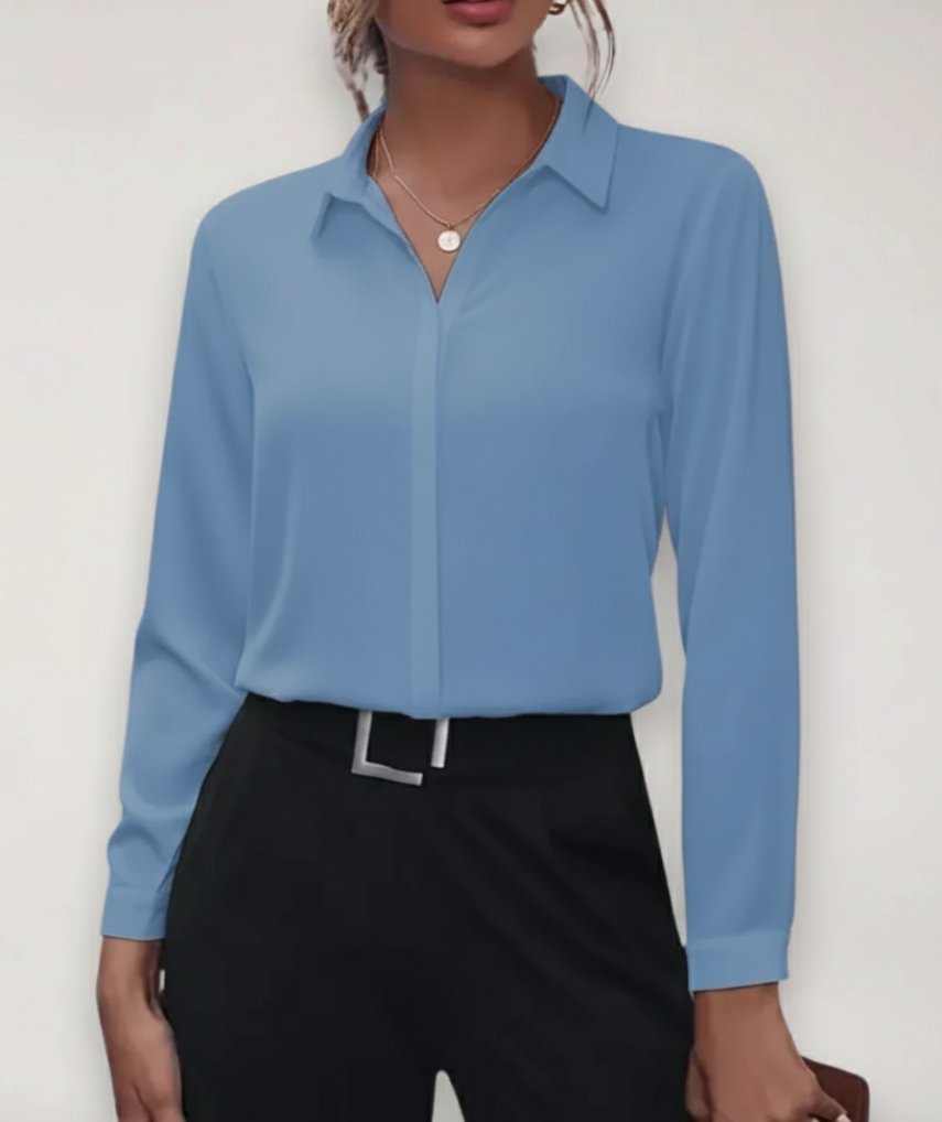 Julia Women’s Office Blouse with Button Placket and Tailored Fit 4