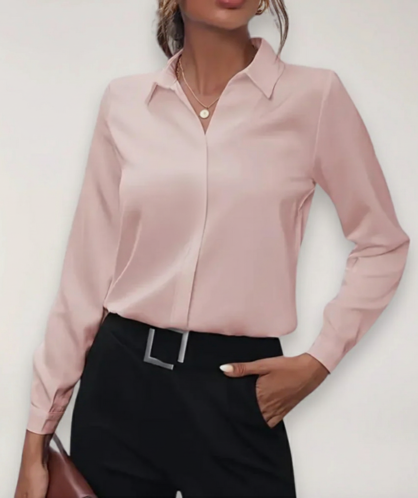 Julia Women’s Office Blouse with Button Placket and Tailored Fit 5