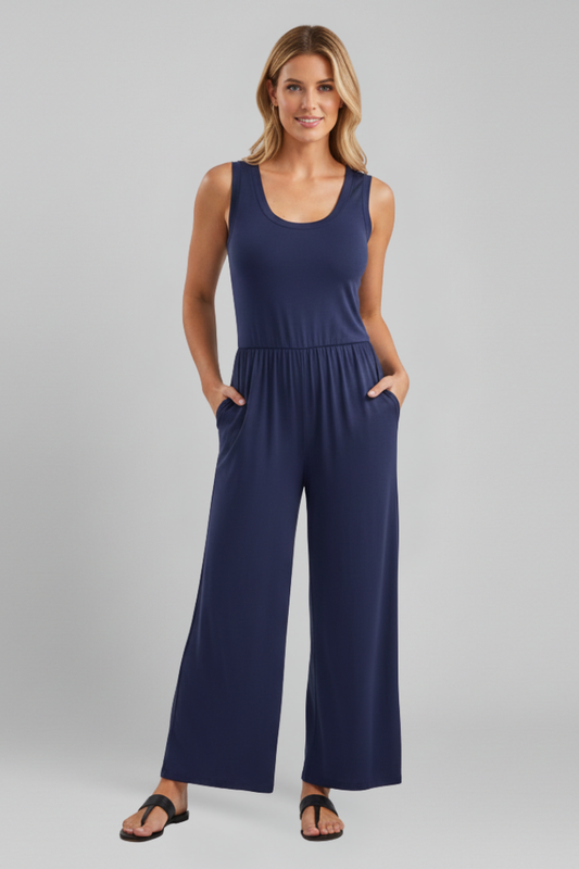 Juno Women's Jumpsuit with Wide-Leg Cut and Elastic Waistband 0