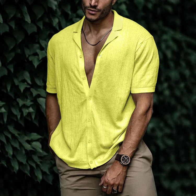 Jura Men's Shirt with Short Sleeves and Button Placket for Casual Summer Style 15