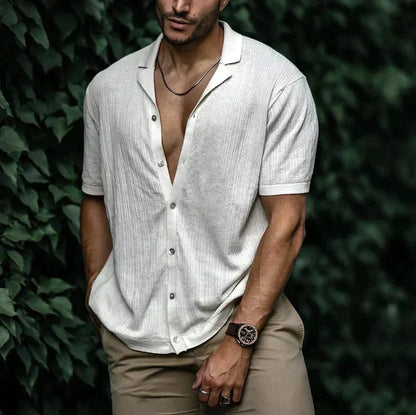 Jura Men's Shirt with Short Sleeves and Button Placket for Casual Summer Style 4
