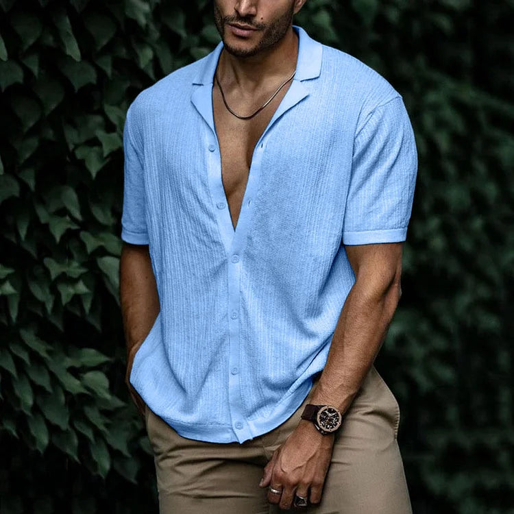 Jura Men's Shirt with Short Sleeves and Button Placket for Casual Summer Style 8
