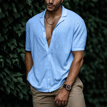 Jura Men's Shirt with Short Sleeves and Button Placket for Casual Summer Style 8