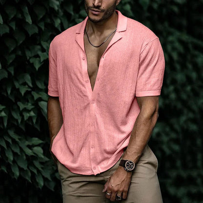 Jura Men's Shirt with Short Sleeves and Button Placket for Casual Summer Style 9