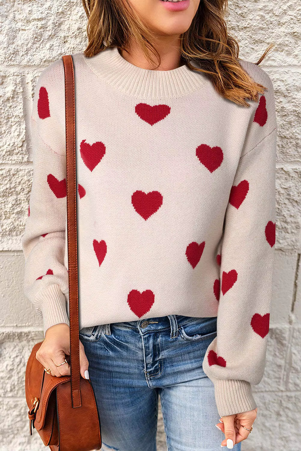 Kara Women's Sweater | Elegant Heart Pattern, Soft Comfortable Fit 1