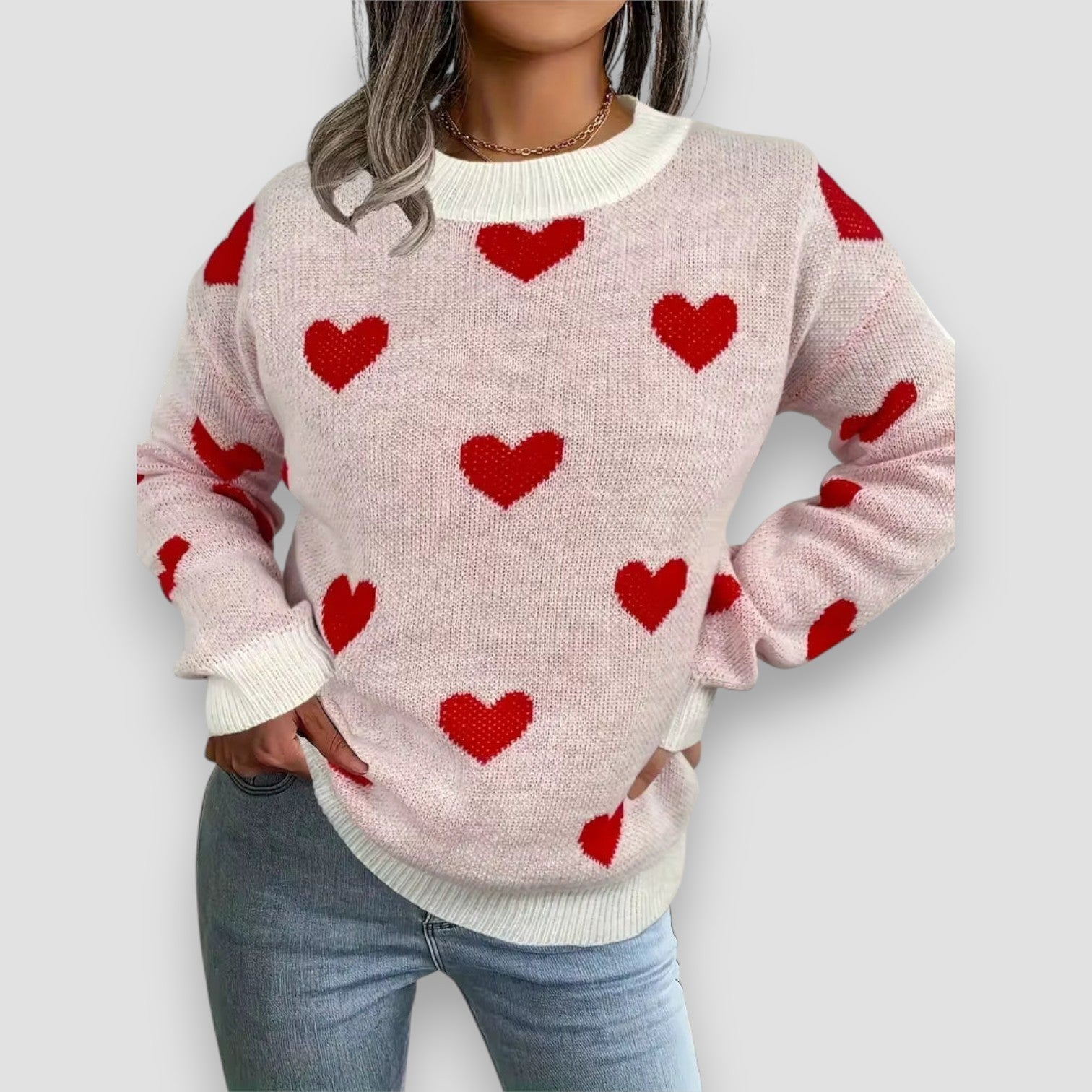 Kara Women's Sweater | Elegant Heart Pattern, Soft Comfortable Fit 2