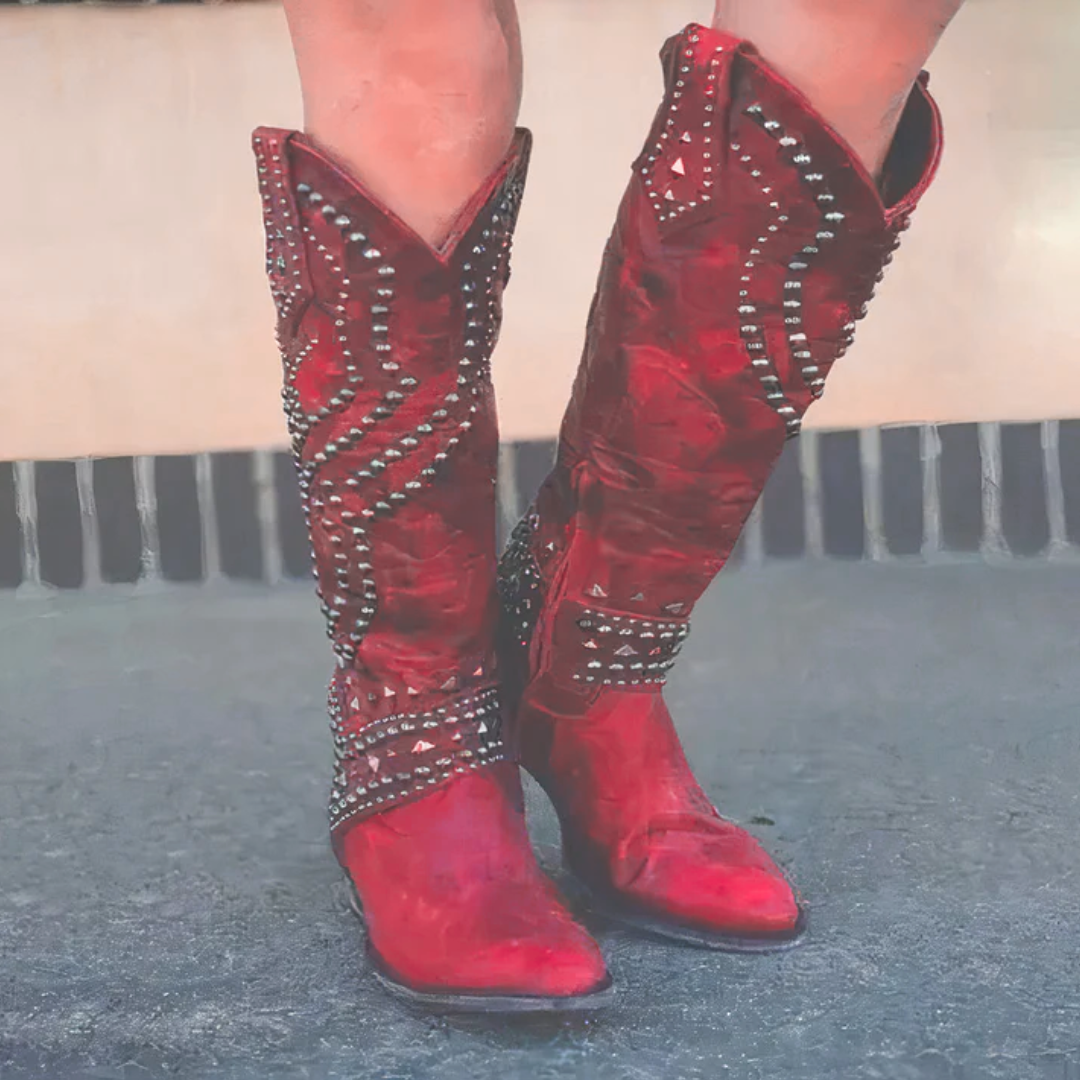 Karla Women’s Western Ankle Boots with Studs and High Heels 2